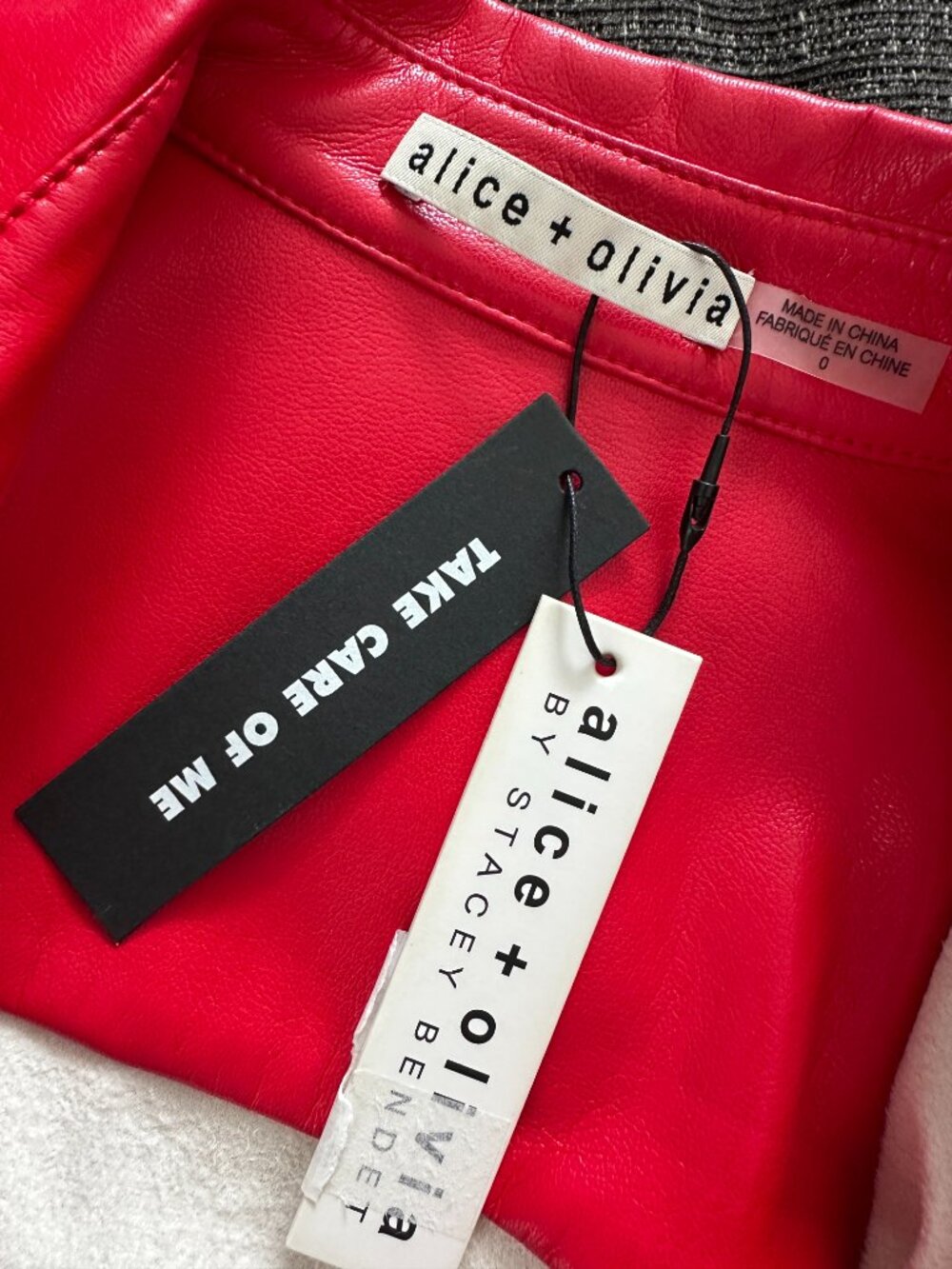 Alice + Olivia Short Sleeve Faux Leather Red Dress - Picture 10 of 10